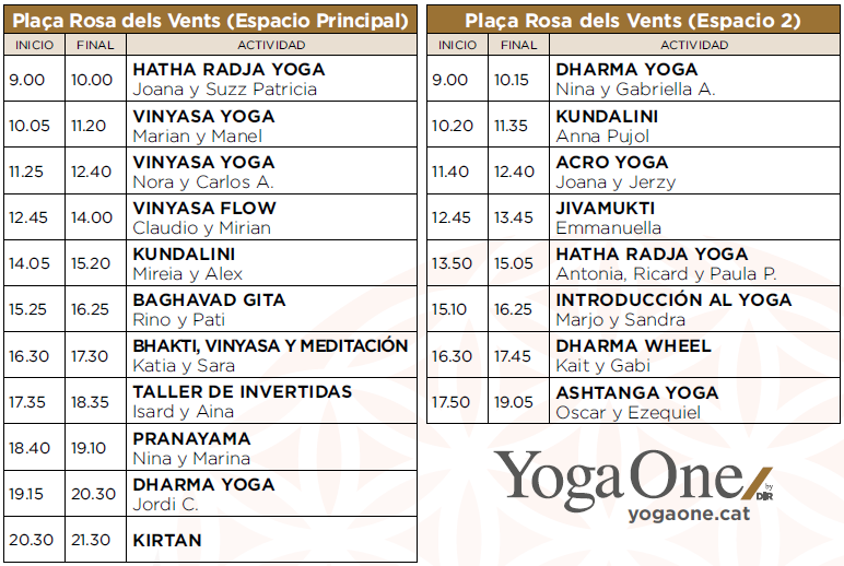 horarios de las sesiones del yoga day by dir