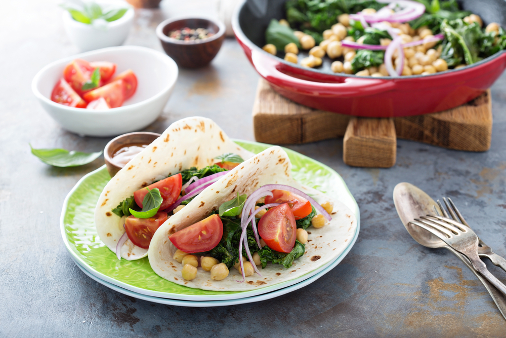 receta tacos con garbanzos y espinacas