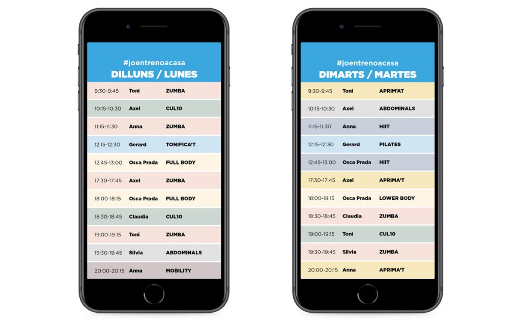 horarios de ejercicios para hacer en casa en instagram