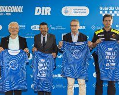 Ramon Canela, Albert Batlle, Merce Rosich a la presentacio de la cursa diagonal dir guardia urbana